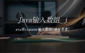 Java输入数组_java用scanner输入数组[通俗易懂]"