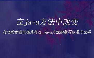 在java方法中改变传递的参数的值是什么_java方法参数可以是方法吗"