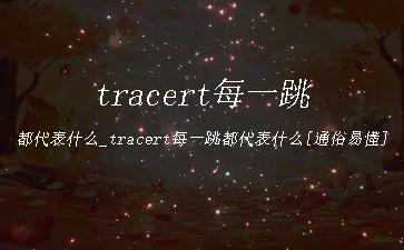 tracert每一跳都代表什么_tracert每一跳都代表什么[通俗易懂]"
