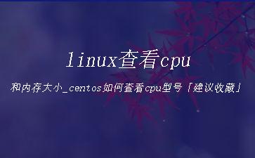 linux查看cpu和内存大小_centos如何查看cpu型号「建议收藏」"