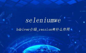 seleniumwebdriver介绍_session有什么作用"