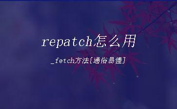 repatch怎么用_fetch方法[通俗易懂]"