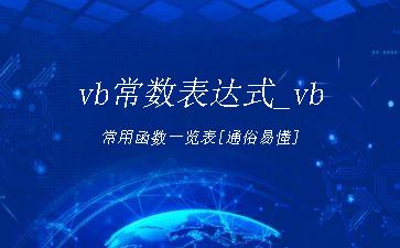vb常数表达式_vb常用函数一览表[通俗易懂]"
