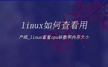 linux如何查看用户组_linux查看cpu核数和内存大小"