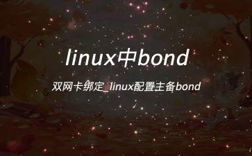 linux中bond双网卡绑定_linux配置主备bond"