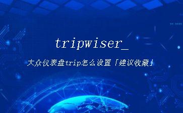 tripwiser_大众仪表盘trip怎么设置「建议收藏」"