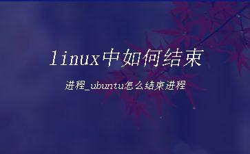 linux中如何结束进程_ubuntu怎么结束进程"