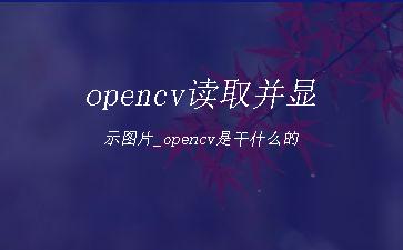 opencv读取并显示图片_opencv是干什么的"