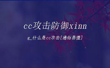 cc攻击防御xinng_什么是cc攻击[通俗易懂]"