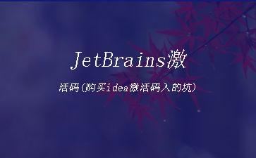 JetBrains激活码(购买idea激活码入的坑)"