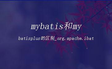 mybatis和mybatisplus的区别_org.apache.ibatis"