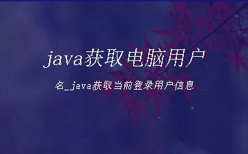java获取电脑用户名_java获取当前登录用户信息"