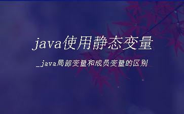 java使用静态变量_java局部变量和成员变量的区别"