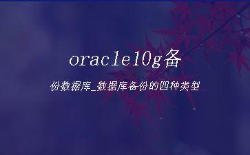 oracle10g备份数据库_数据库备份的四种类型"