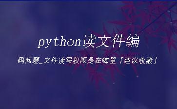 python读文件编码问题_文件读写权限是在哪里「建议收藏」"